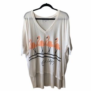 WILDFOX oversized flamingo v neck Top